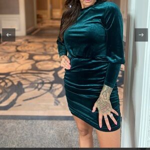 Green Velvet Mini Dress